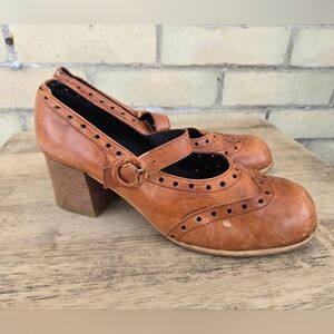 Vintage Leather Mary-Jane Heels